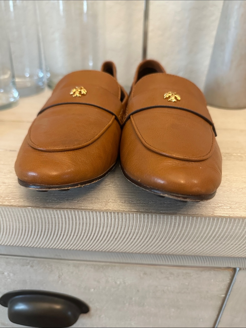 Tory Burch Leather Ballet Loafers Bourbon Size 9 - Picture 5 of 10